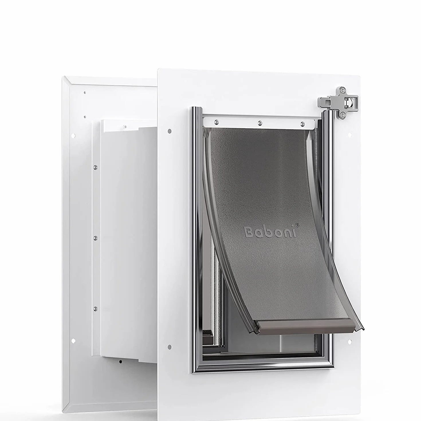 Baboni Katzentür für Tür, Wand, Stahlrahmen und Teleskop-Tunnel, Aluminiumschloss, Doppelklappe, Hunde- und Katzenklappe, stark und strapazierfähig, für Haustiere bis ca. 5,5 kg, Größe S