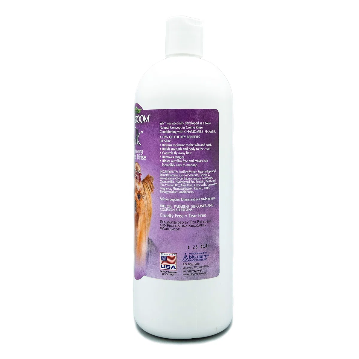 Bio-Groom Silk Creme Rinse Hundespülung - Feuchtigkeitsspendende Pflegespülung - Hundezubehör für empfindliche Haut - Konzentrat 1:4 - Verdünnt 4.7 L - 946 ml