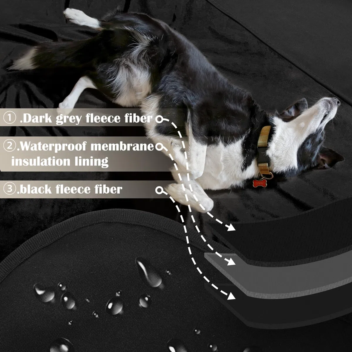 Catalonia Classy wasserdichte Decke für Bett, Decke Wasserdicht für Sofa, Hundedecke für Unterwegs Outdoor Indoor, Wärmedecke für Haustiere, Hundedecken Waschbar (XL 203x152cm, Schwarz/Schwarz)
