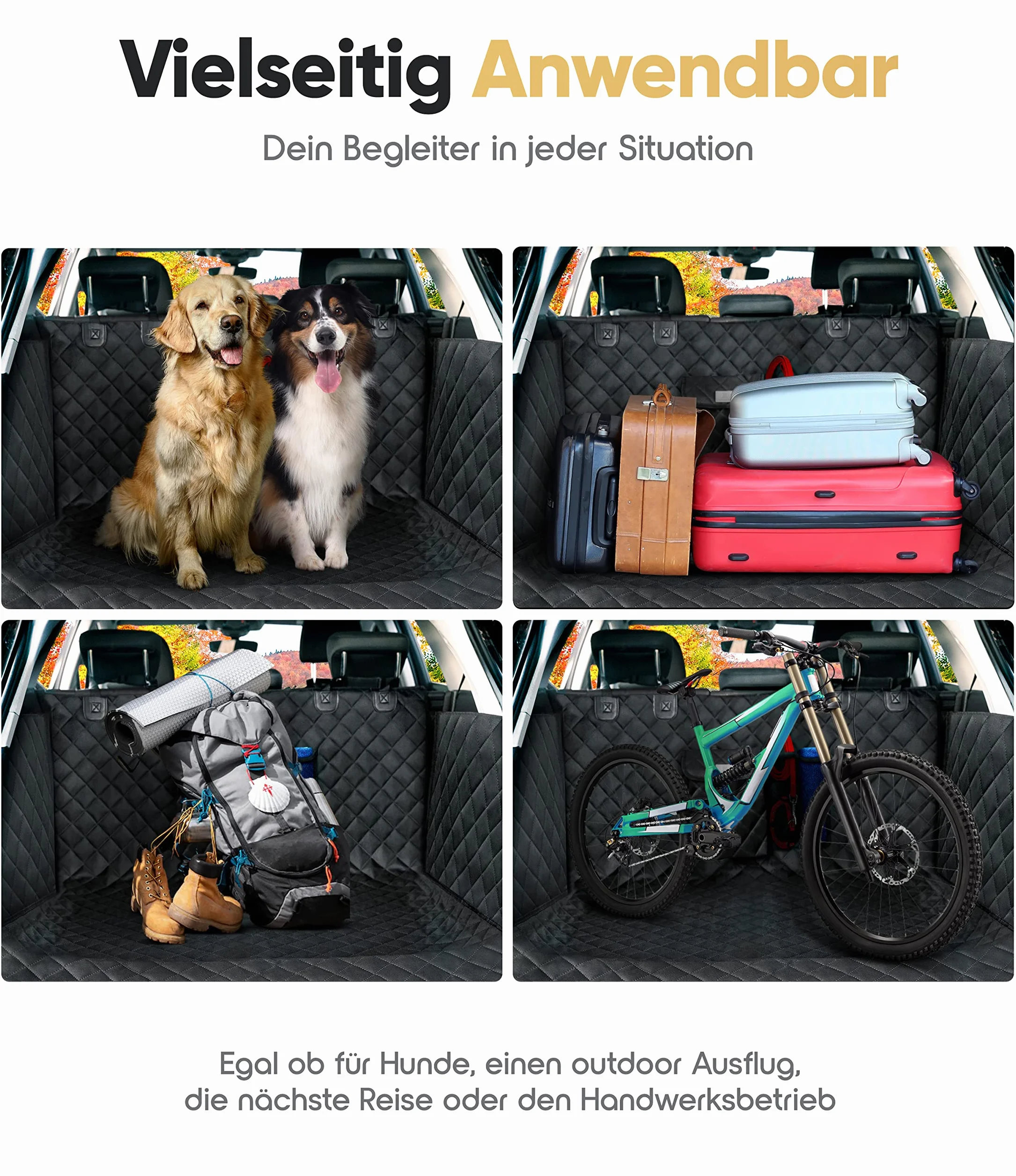 HELDENWERK Kofferraumschutz Hund gesteppt mit Seiten- und Ladekantenschutz I Hundedecke Auto Kofferraum Wasserdicht & Kratzfest I Universal Kofferraum Schutzmatte für Hunde