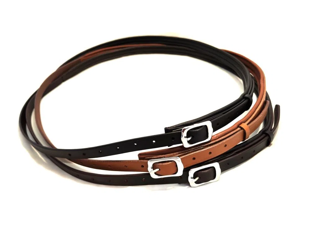 Leder Halsring Halsriemen Flach für Pferde verstellbar gepolstert Farbe Cognac