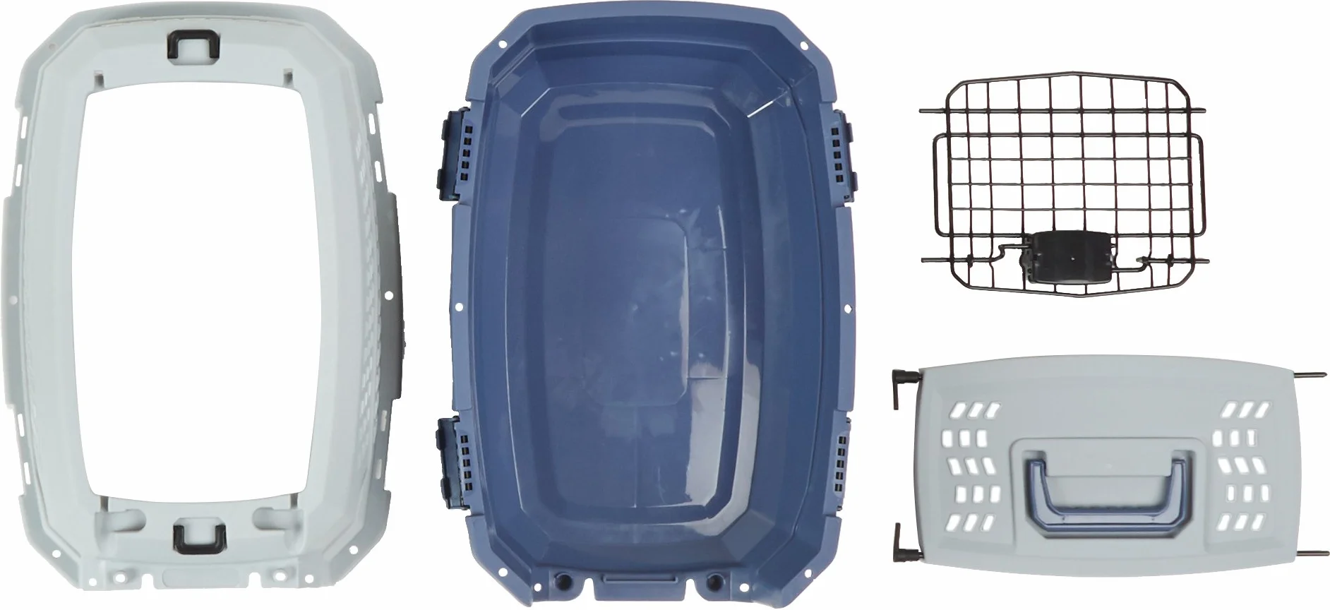 Amazon Basics Hund Transportbox für Haustiere, 2 Türen, 1 Dachöffnung, L 48 x B 32 x H 25 cm, Blau