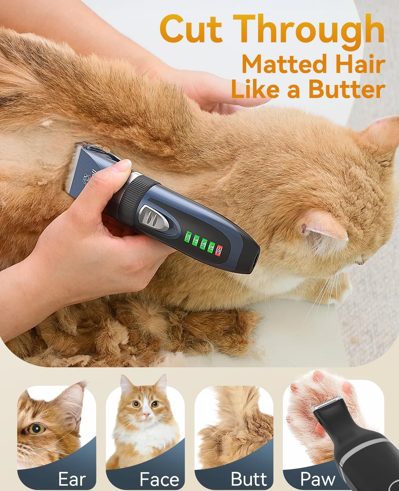oneisall Leise Hundeschermaschine und Pfotentrimmer 2 in1 Set, Schermaschine Hund & Pfotenschermaschine kabellos Haarschneidemaschine für Mittlerer Hunde/Welpe/Katzen (schwarz)