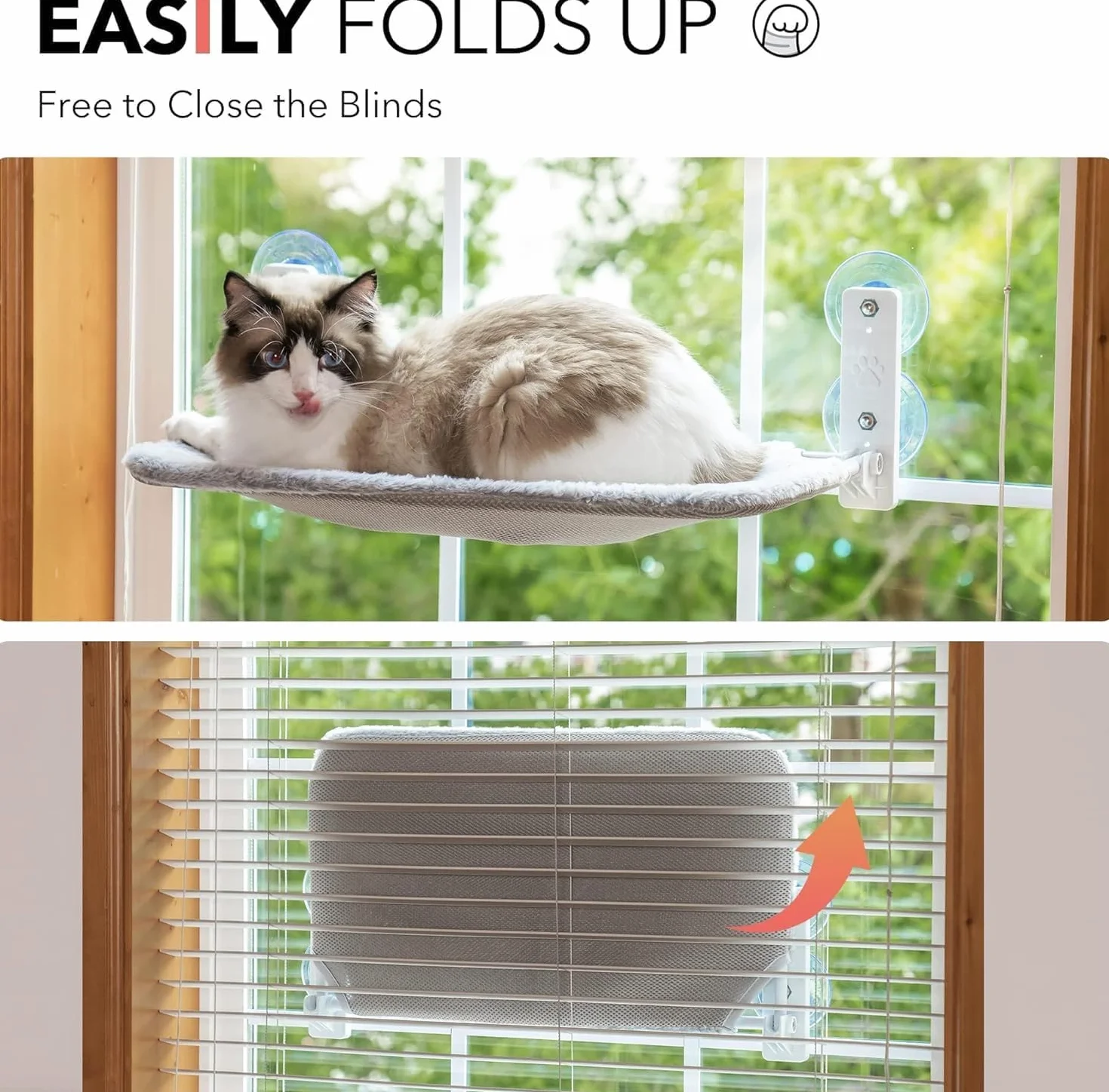 EDAGNY Katzen Hängematte Weicher Weich mit Wendbarem und Waschbarem Matte - 54x30cm Katzen Fensterliege Katzenbett Fenster Stabiler Metallrahmen Stabil zu 18kg,Grau M