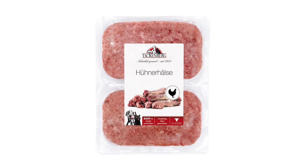 TACKENBERG Barf gewolfte Hühnerhälse für Hunde - 14 x 500 g - leckeres Frostfleisch als Hundefutter in Premiumqualität - geeignetes Gefrierfutter für deinen Vierbeiner - ohne Zusatzstoffe