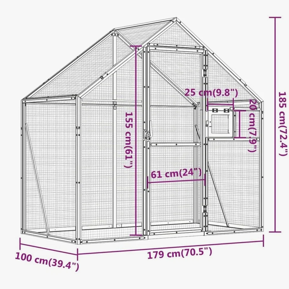 vidaXL Voliere, Vogelvoliere mit Maschendraht, Vogelkäfig für den Außenbereich, Vogelhaus Papageienkäfig Papageienvoliere, Anthrazit Aluminium