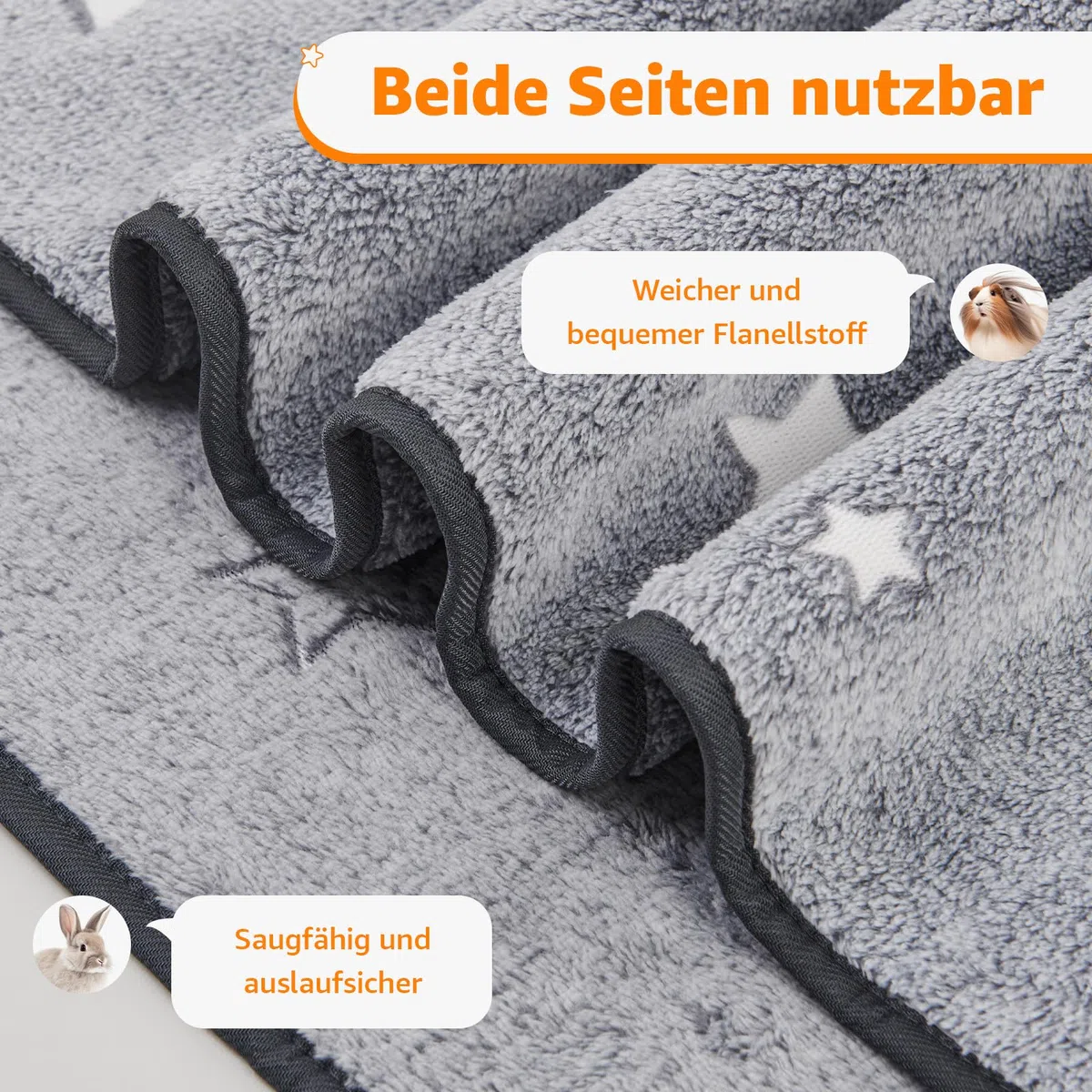 PICK FOR LIFE 60x120cm wasserdichte & Schnell Saugfähige PIPI Pads für Meerschweinchen und Kaninchen - Waschbare Fleece Unterlage für Käfig, Boden, Sofa