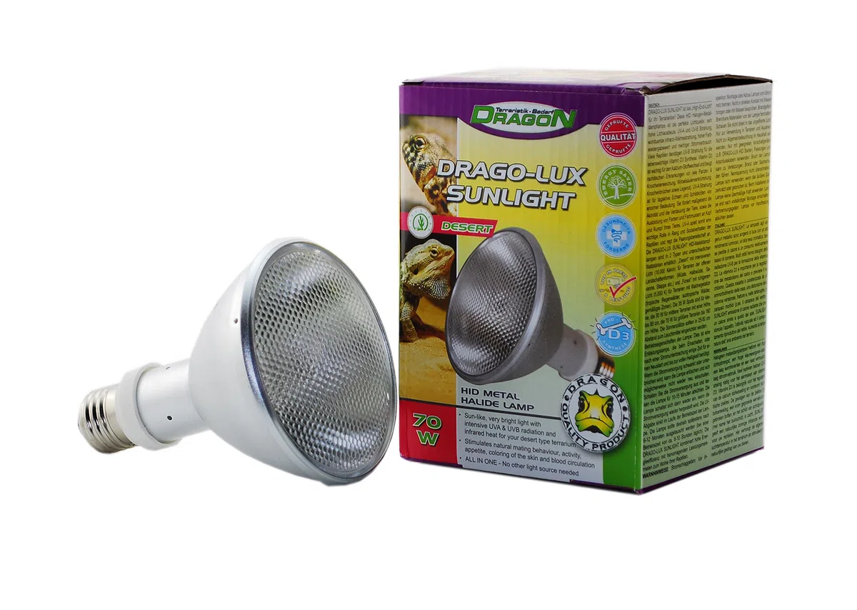 DRAGO-LUX Sunlight DESERT 70w - Metalldampflampe für E27 Fassung mit UVA und UVB Strahlung PAR 30