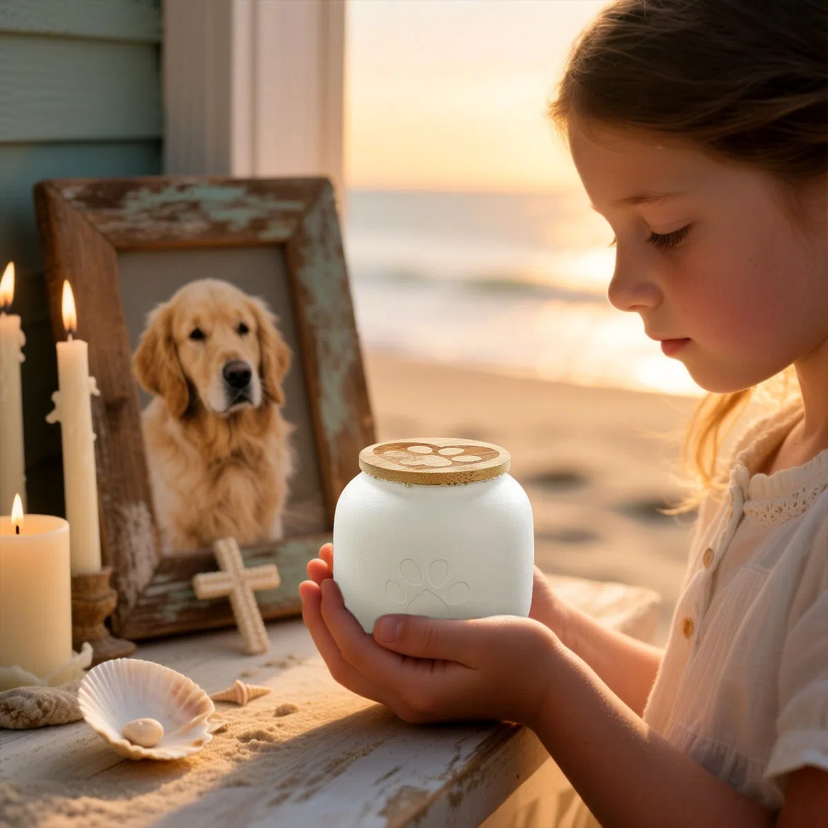 PETCUTE Katzen Urne,Urne für Hund,Mini Urne aus Keramik,Wasserdicht Gedenkurne,Handgefertigte Tierurne aus Hochwertiger Keramik für Hunde und Katzen,Weiß,500ml