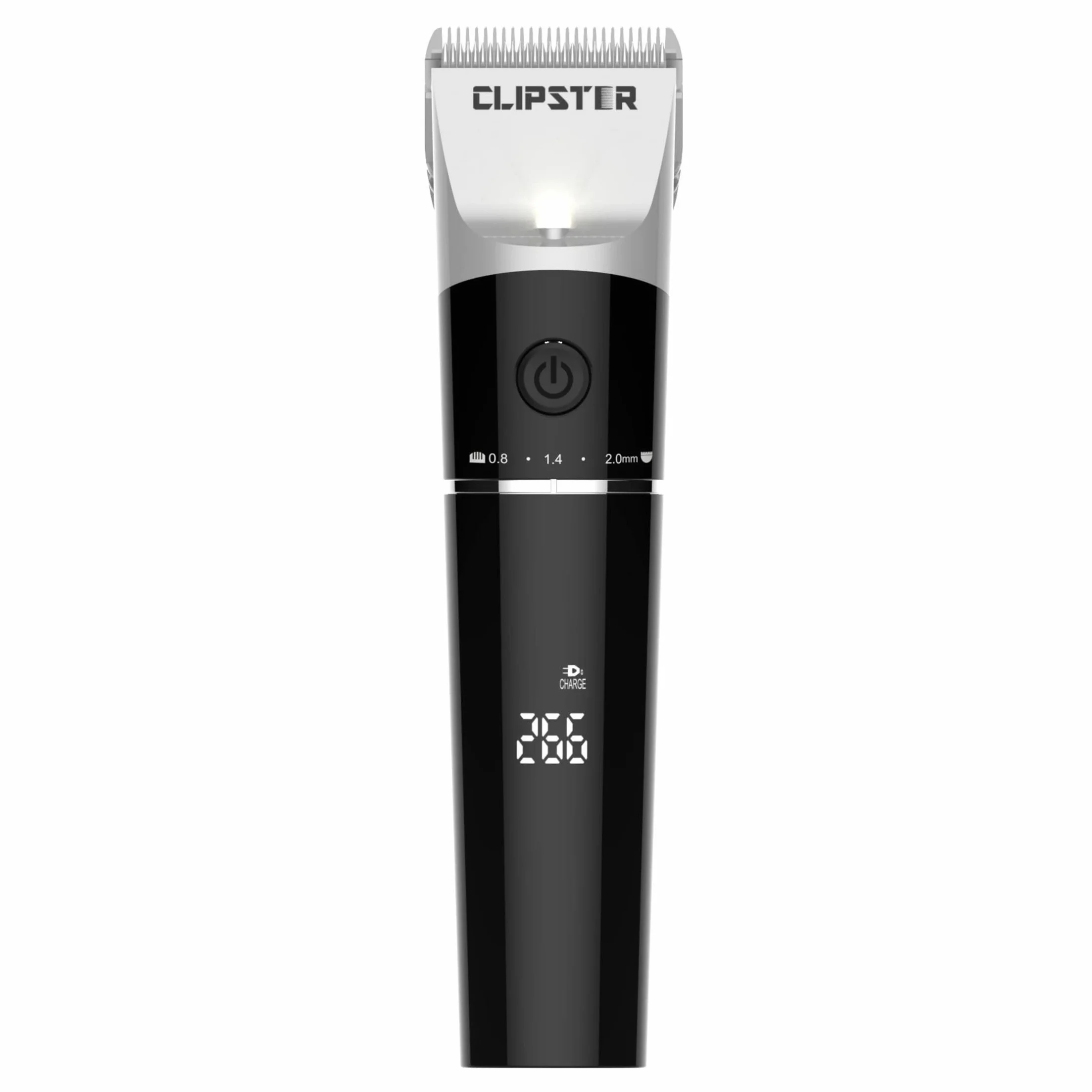 Clipster Akkuschermaschine DeloX, Tierschermaschine, inkl. 4x Aufsteckkamm, schwarz, Detailschur, Li-Ion Akku, Scherbreite 38mm, Laufzeit 300min, mit LED-Licht