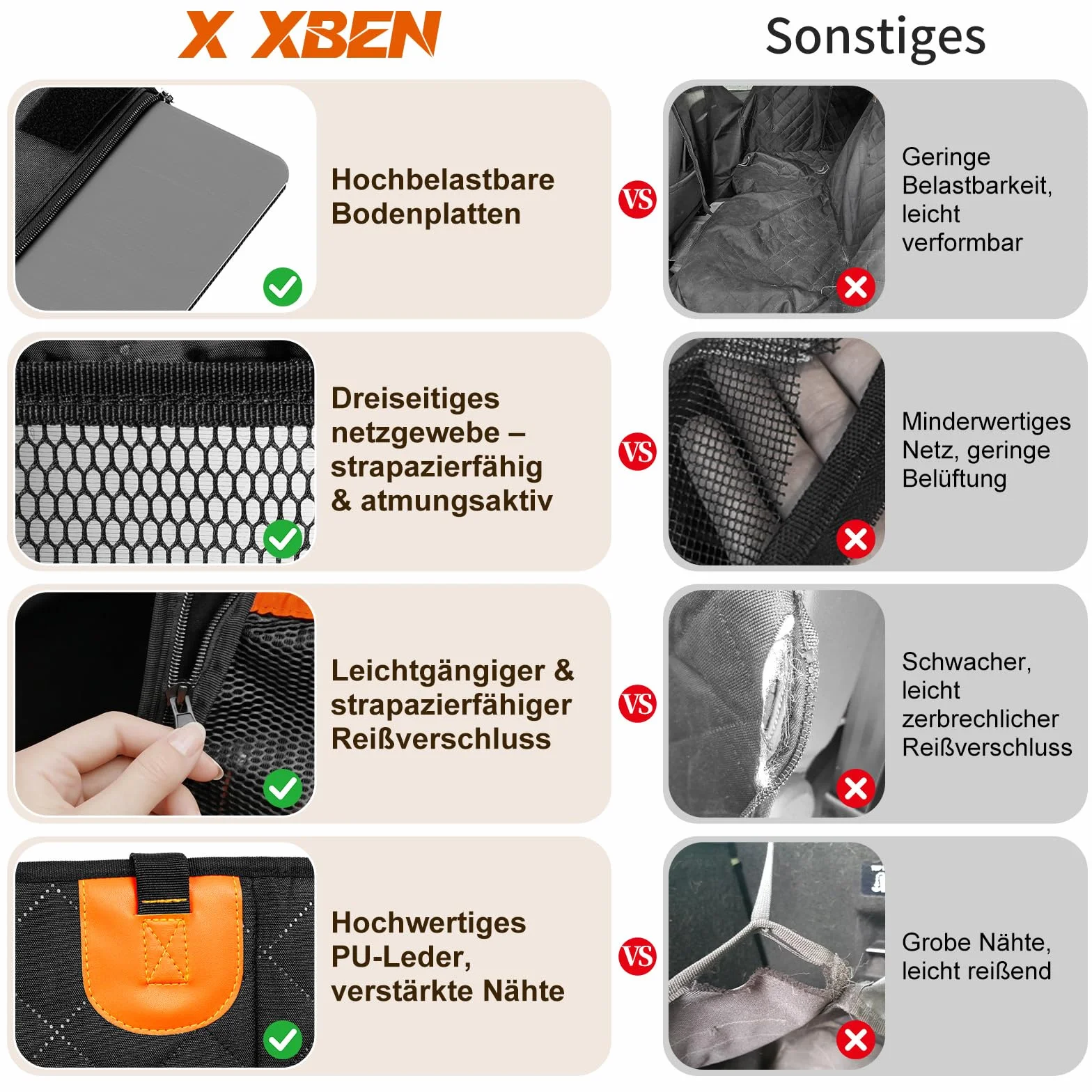 X XBEN Extra Stabiler Hunde Autositz, 50% Mehr Platz Hundesitz Auto Rückbank mit 3 Mesh-Fenstern, Hohe Tragfähigkeit Hundeautositz für Mittlere und Große Hunde, Wasserdicht Kratzfest rutschfest