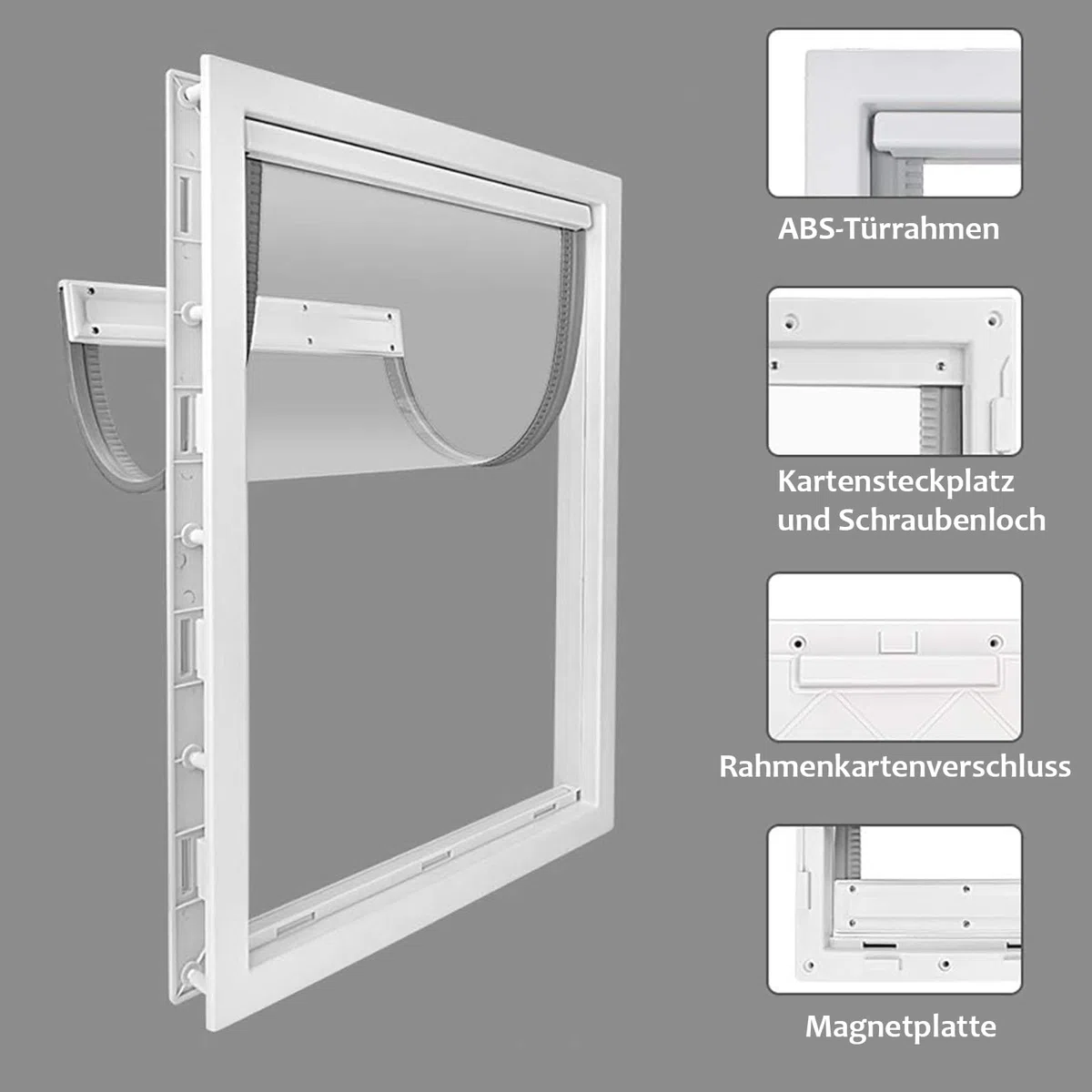 CEESC Große Hundeklappe mit weicher, transparenter Magnetklappe und einrastbarer Verschlussplatte, Premium-Haustür aus PVC-Kunststoff für große Hunde (XL, Weiß)