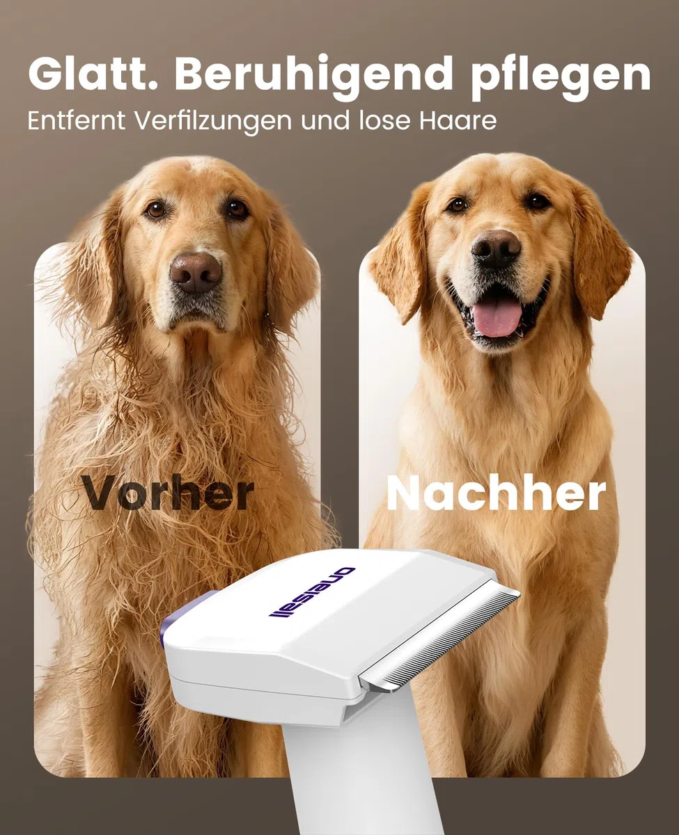 oneisall Hundestaubsauger mit Bürste, Super Saugkraft mit 12000Pa, Tierhaar staubsauger von der Bürste mit Einem Knopf, Tierhaarentferner mit 4 Pflegewerkzeugen