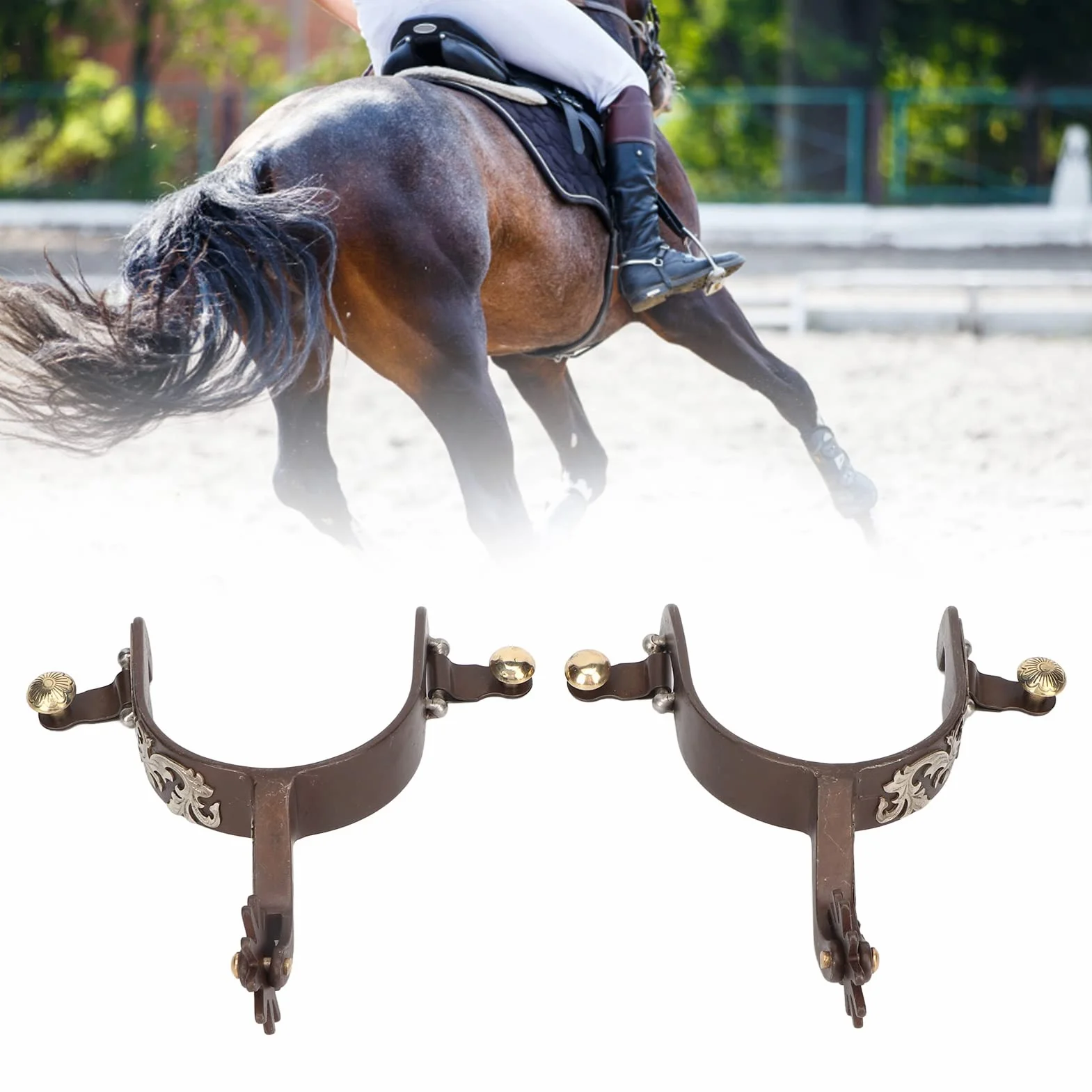 Zerodis 2 Stück Western-Sporen Edelstahl mit Drehbarem Zahnrad Retro-Bronze Kohlenstoffarmer Stahl Nicht Rostend
