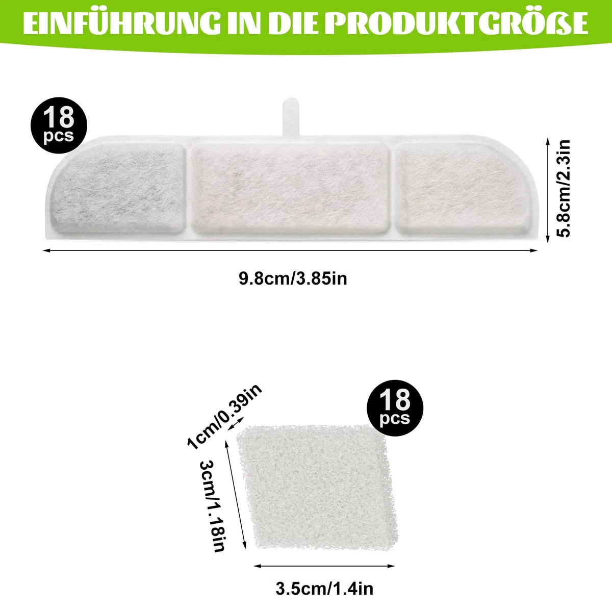 18 Stück Katzenbrunnen Filter, Trinkbrunnen Filter für DownyPaws, Katzenbrunnen Kabellos Bewegungsmelder, Dreifaches Haustierfilter System Filter für 2.5L Trinkbrunnen(18+18)