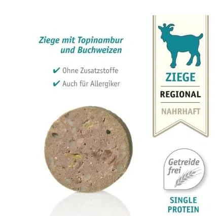 Anibio 8 x Tolle Rolle Ziege 400g | hypoallergenes Nassfutter | Single Protein | für Hunde | mit Topinambur | Getreidefrei | Ideal für eine Ausschlussdiät | bei Futtermittelunverträglichkeiten |