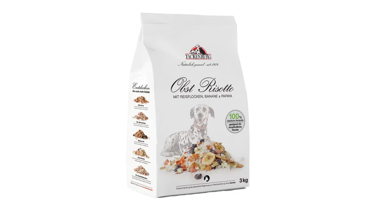 Tackenberg Obst Risotto – Gesunder Barf Flockenmix für Hunde (auch für Welpen), 3000 g