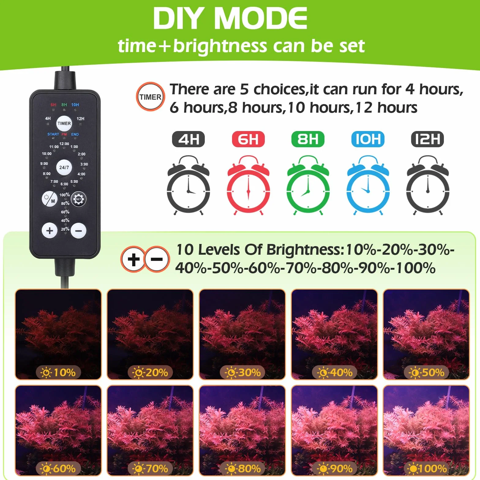 hygger Aquarium LED Beleuchtung, 14W Vollspektrum für 30-45cm Süßwasser Tanks mit 9 Farben und 10 Helligkeitsstufen