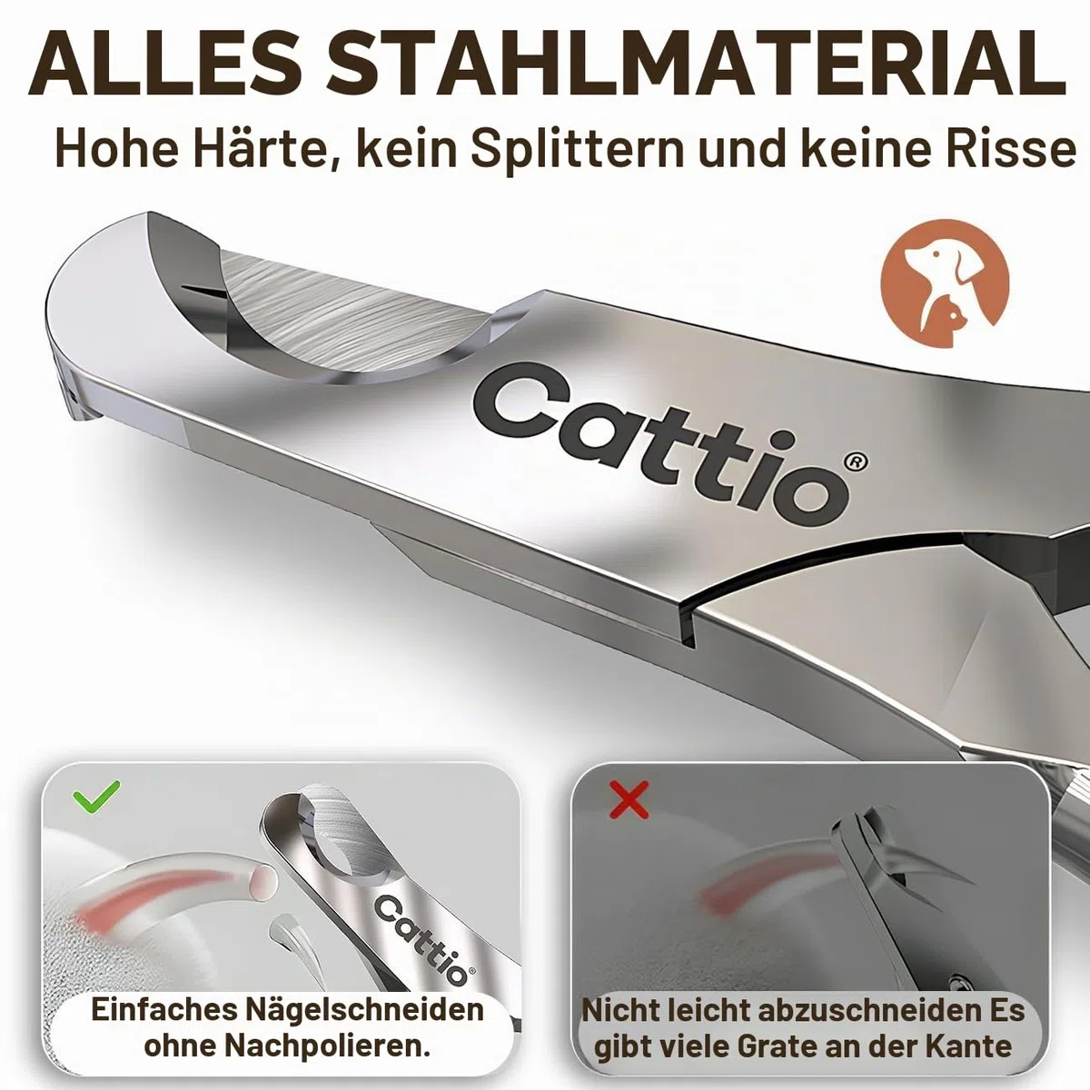 Professioneller Nagelknipser für große Hunde – scharf, langlebig und sicher. Robuster Haustier-Nagelschneider mit ergonomischem Design. Hunde-Nagelschneider (Hundeklauenknipser-Set (Glänzend))
