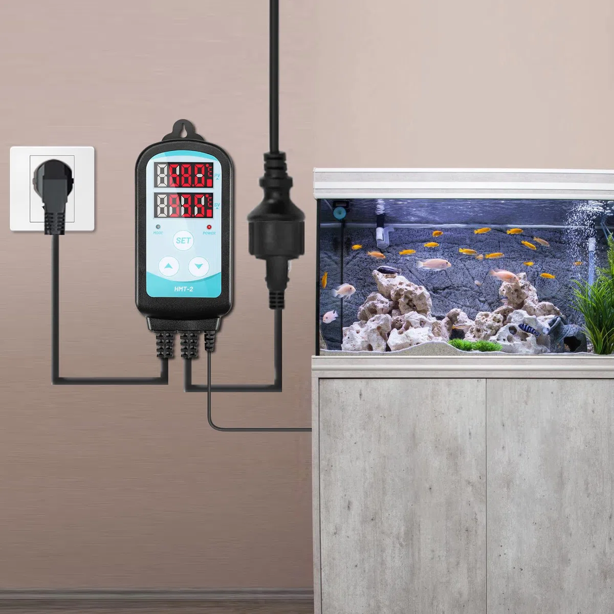 Temperaturregler mit fühler,230V Thermostate Er ist Plug and Play,Heizen Kühlen Temperaturschalter für Aquarium Terrarium Gewächshäusern