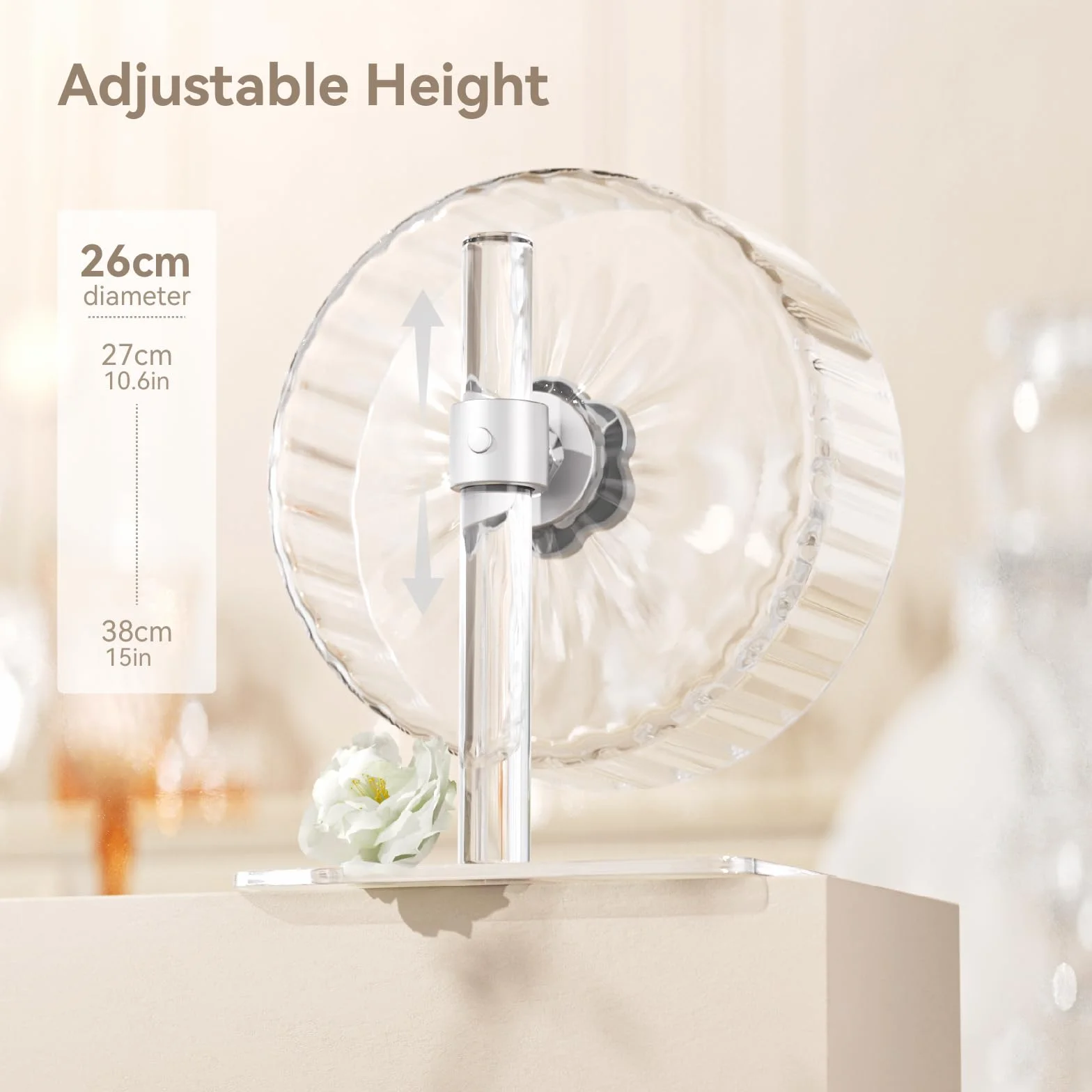 BUCATSTATE Hamsterrad, 26cm Laufrad Hamster Leise Hamster Spielzeug, rutschfeste Laufscheibe für Mouse Kleintier Haustier (Transparent)