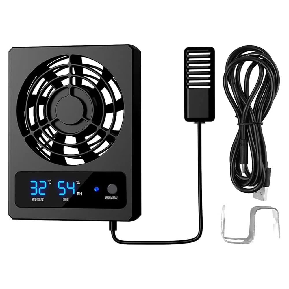 Smart Reptile Enclosure Fan Ventilation Fan Luftentfeuchter für Regenwald Terrarium Vivarium Verbessert die Luftzirkulation für Amphibien Reptilien Schlangen