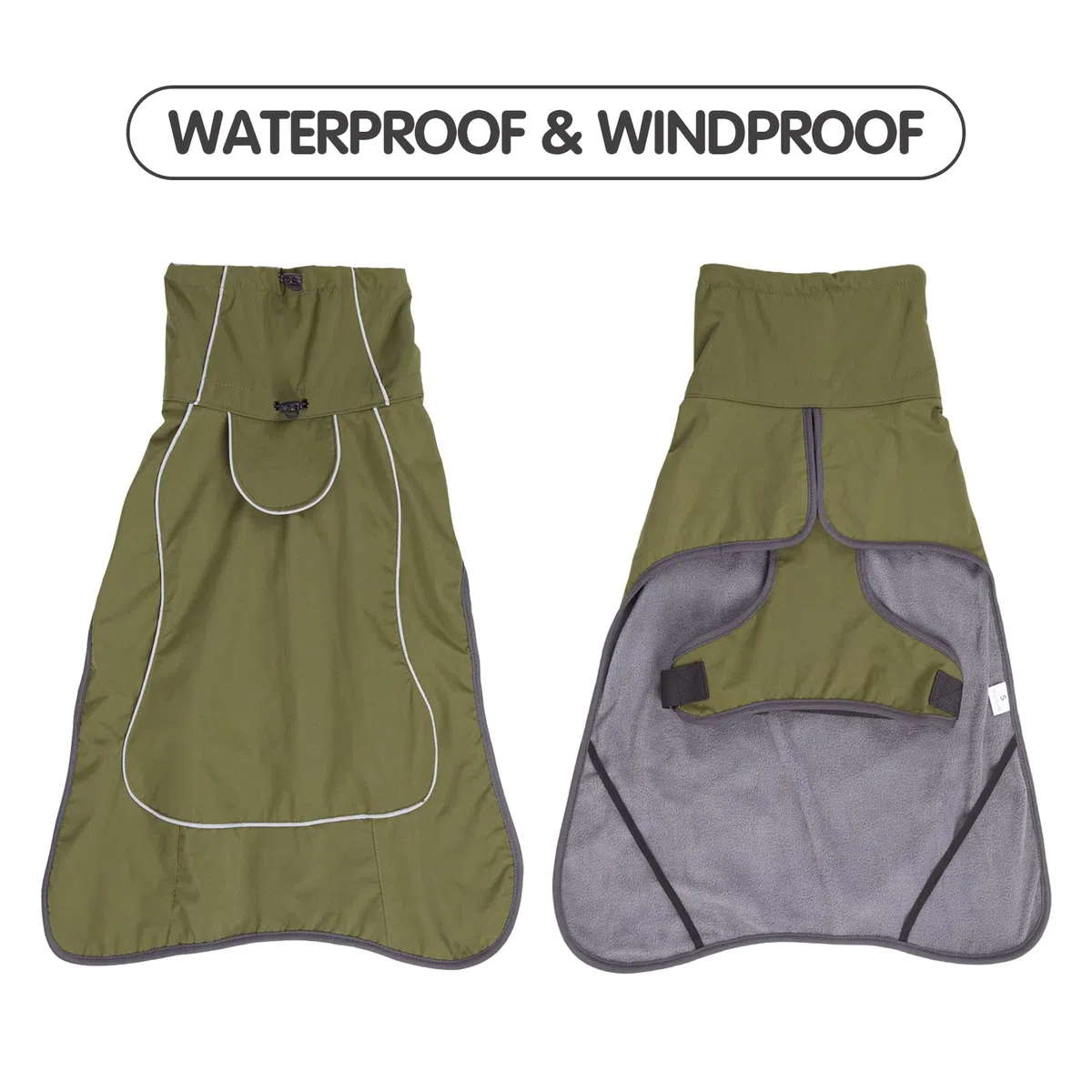 HEYWEAN Hundejacke Wasserdichter Hundemantel Reflektierende Jacke für kaltes Wetter mit weichem Fleecefutter Warmer Mantel für Hund Indoor & Outdoor Camping Wandern