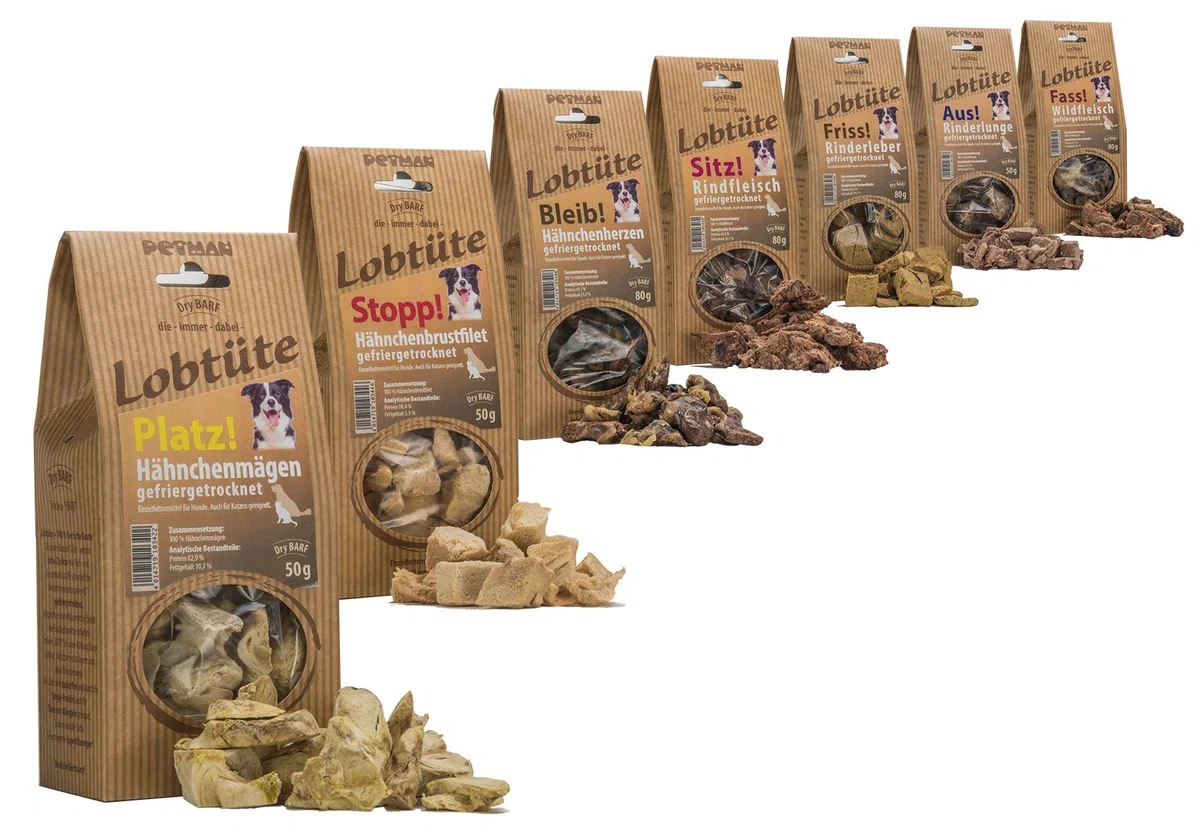 Lobtüte - Dry BARF, Leckerli, Belohnung, Naturkausnack (Petman Lobtüte STOPP! Hähnchenbrustfilet, 50g)