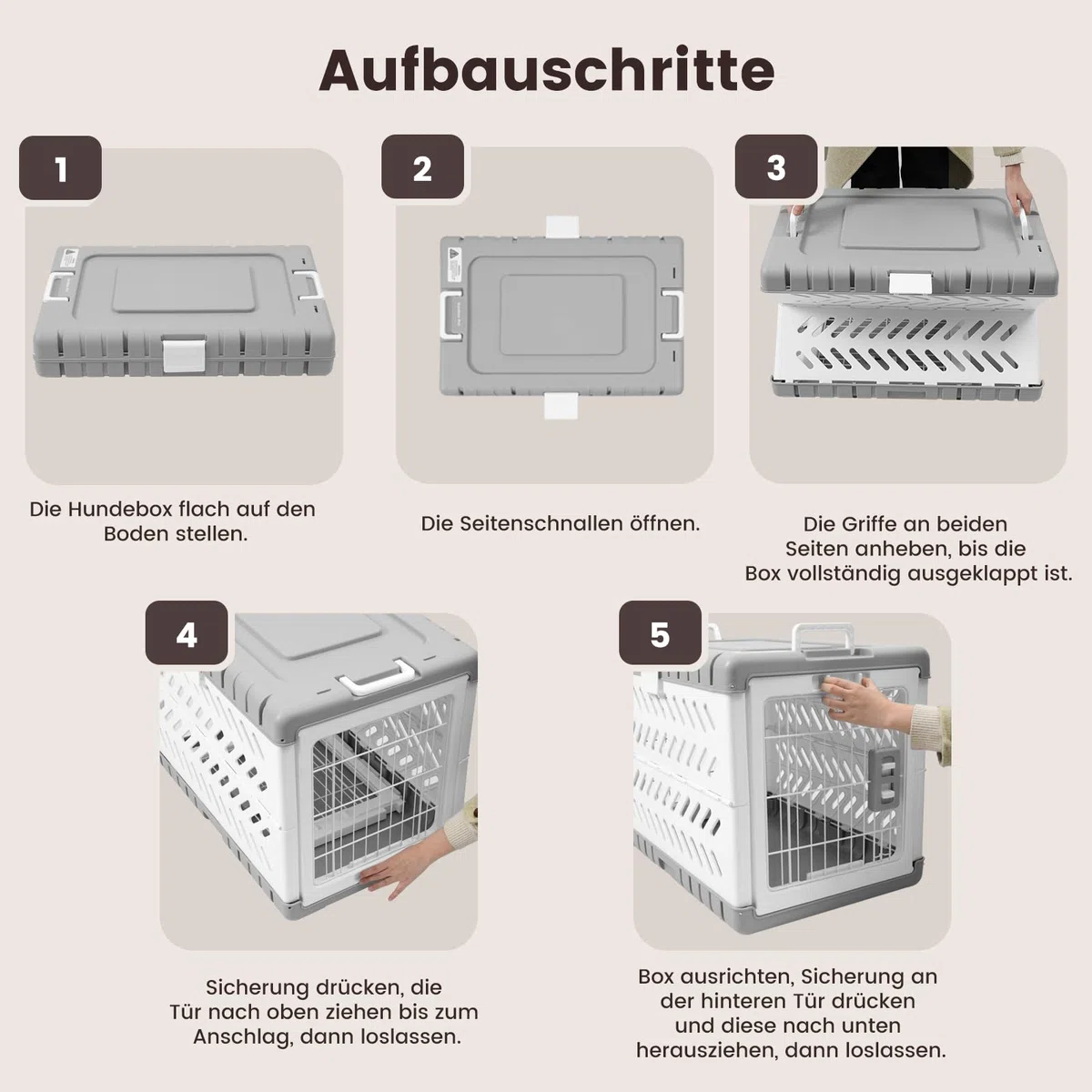 Gardner Pet faltbare Hundebox für große Hunde, Hundetransportbox, Montage ohne Werkzeug, Reisebox für Hunde mit 2 Rädern, leicht zu transportieren, platzsparend, Extra große Acryl-Hundebox, 92x58x66cm