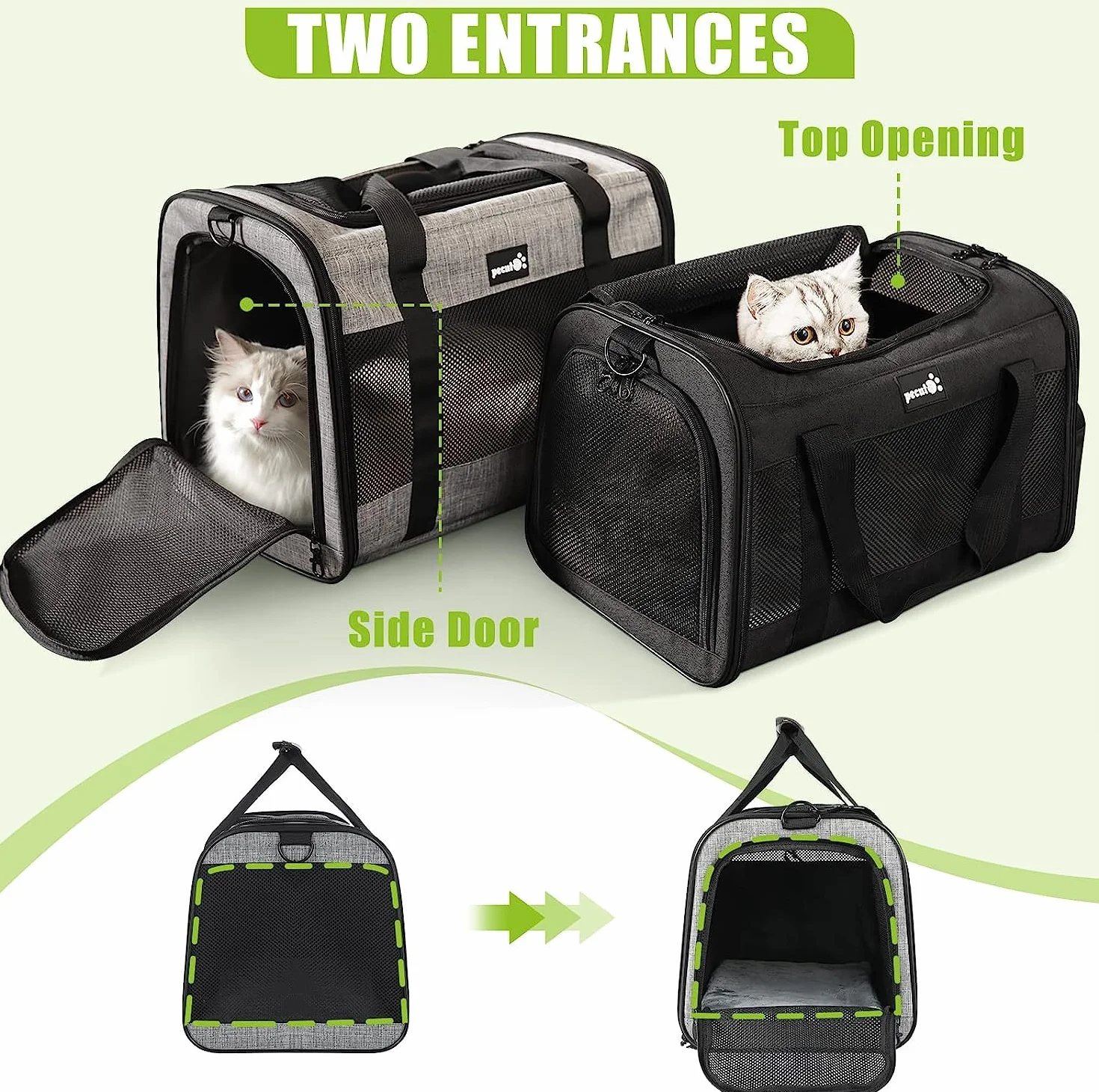 pecute Katzentransportbox ＜6kg, Atmungsaktive Hundetasche Transportbox, Katzen Transportboxen Mit Verstellbarem Schultergurt,Katzentransporttasche Für Reisen Hundetragetasche Für Katzen Welpen