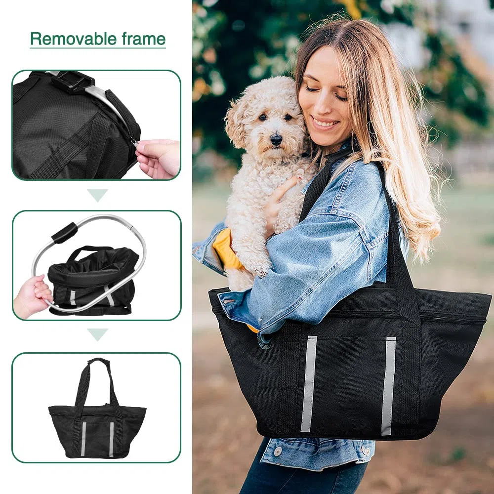 ANZOME Hunde Fahrradkorb, Hundekorb Fahrrad vorne, Abnehmbare Hundetasche für Kleiner Hund-Haustier-Einkaufen-Picknick, mit Lenkeradapter, Kabelbinder, Haustier Sicherheitsgurt, 33 x 22 x 25 cm