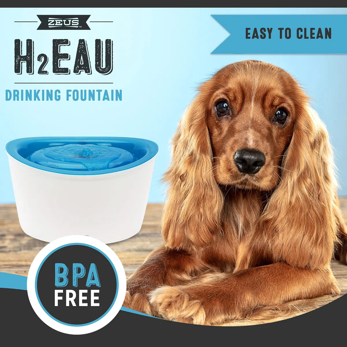 Zeus Trinkbrunnen für Hunde, weiß/blau, 6L